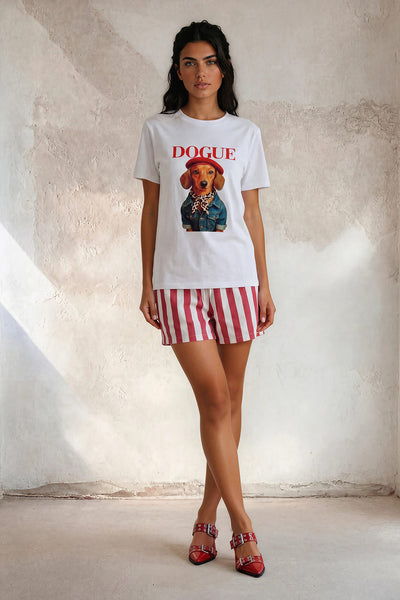 Rood-wit gestreepte short