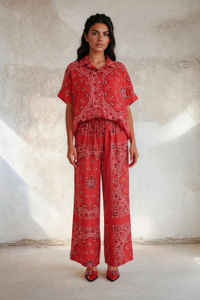 Korte mouwen blouse - Rood