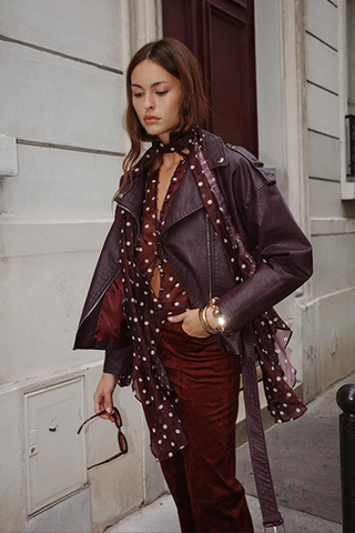 Blouse Stip Bordeaux